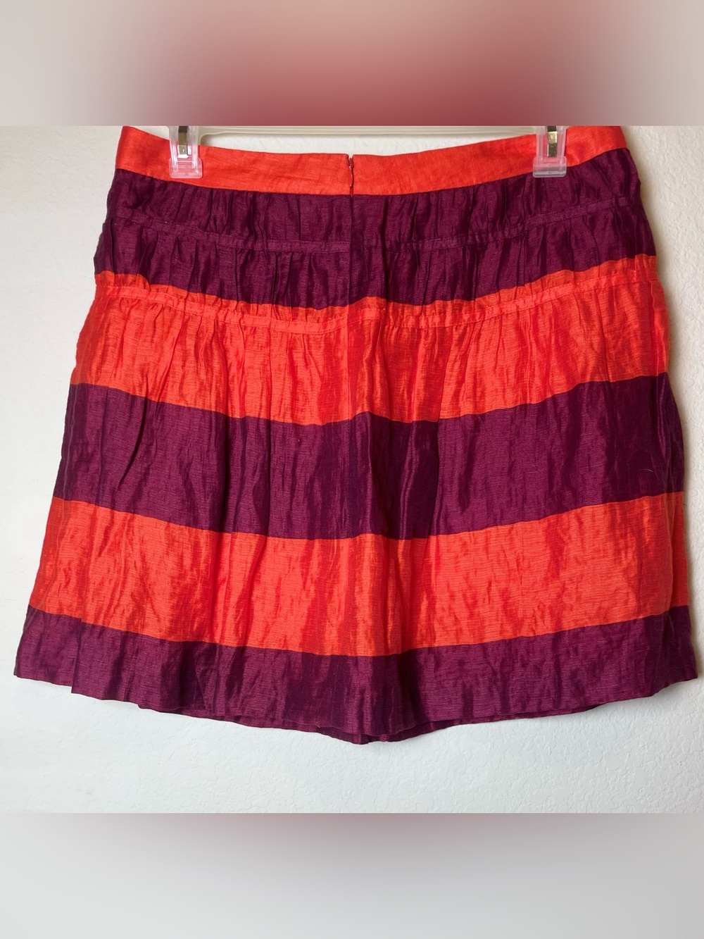 LOFT Purple & Orange Striped Mini Skirt | Textured Fabric | Size 10